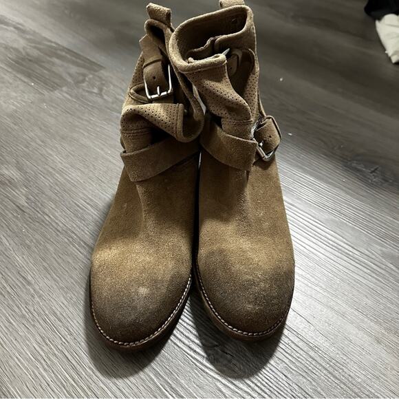 Donald J Pliner Willow Mid-Calf Leather Suede Taupe Boots Size 8.5 - Picture 4 of 8